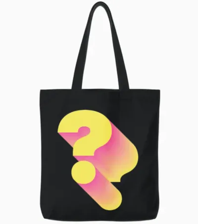 Retro Question Mark Punctuation Tote Bags - Black