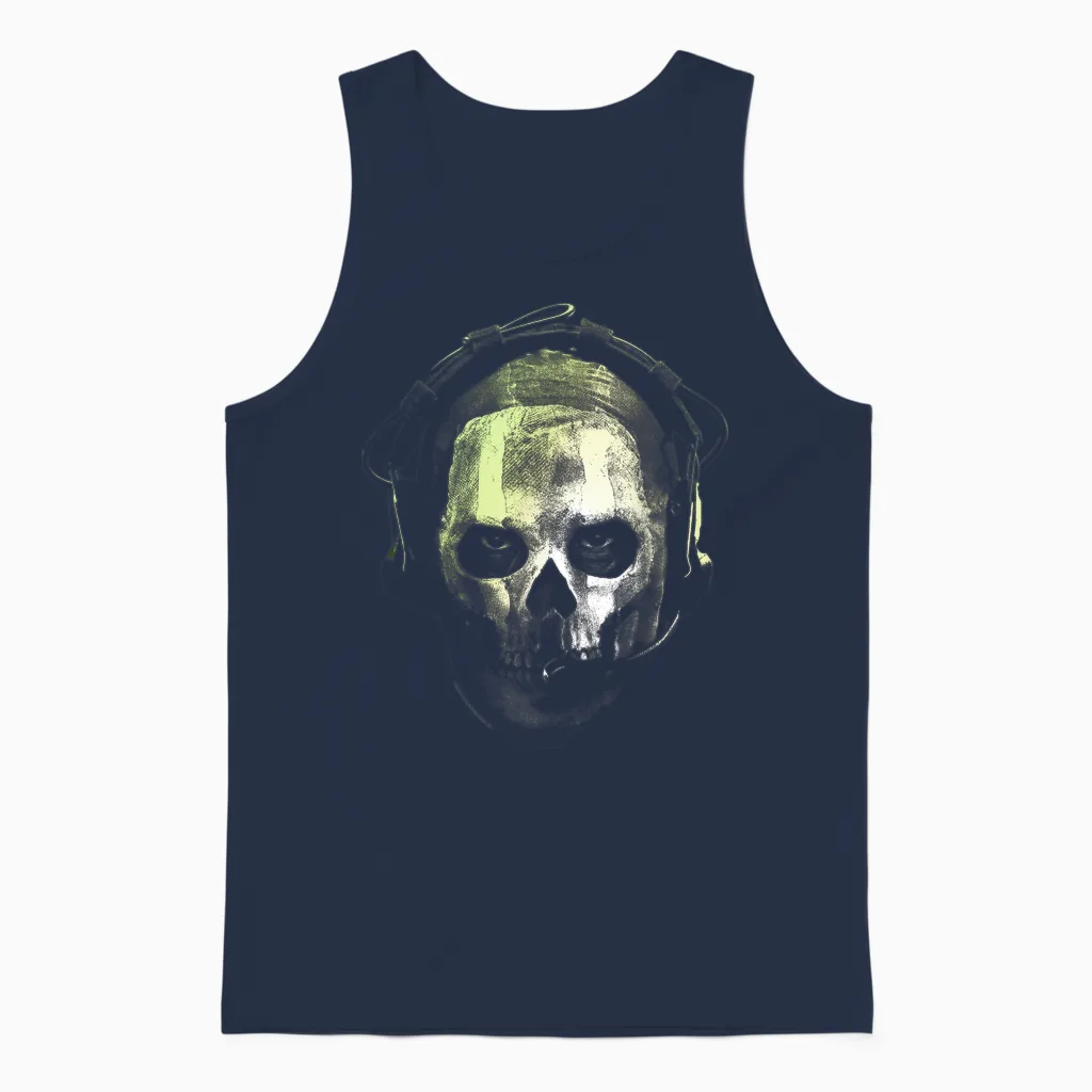 Call of Duty Ghost Skull Portrait Video Game Unisex Tank Top in Navy