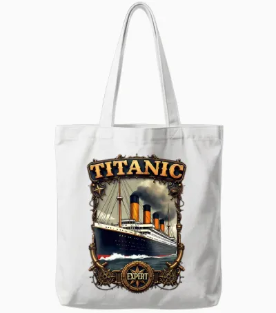 Titanic-Experte Funny Rms Titanic Boys' T-Shirt, Black Tote Bags - White