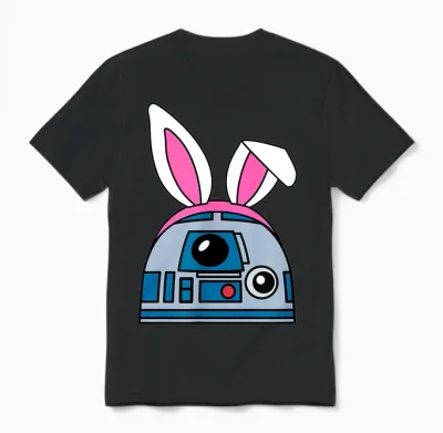 Amazon Essentials Star Wars R2-D2 Spring Easter Bunny Ears Unisex T-Shirt - Black