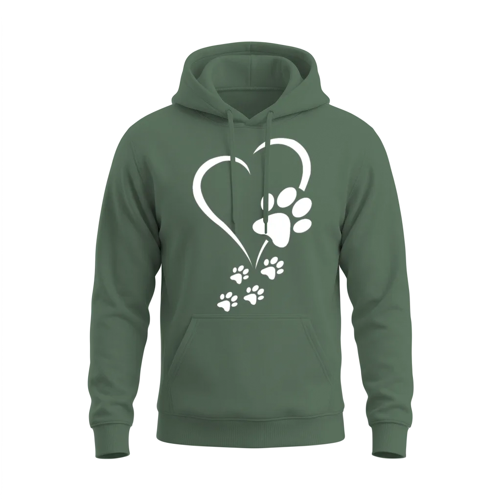Dog Paw Heart Baby Dogs - Dog Paws Hearts Dog Paw Unisex Hoodie - Military Green