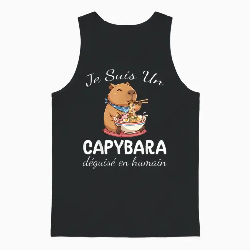 Capybara and Noodles I'm a Capybara Disguised as Human Unisex Tank Top - Black