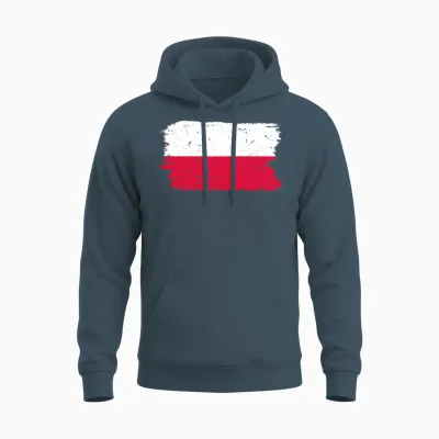 Poland Flag Brush Stroke Unisex Hoodie - Dark Heather