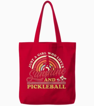 Just a Girl Who Loves Sunshine and Pickleball Tote Bags - Red