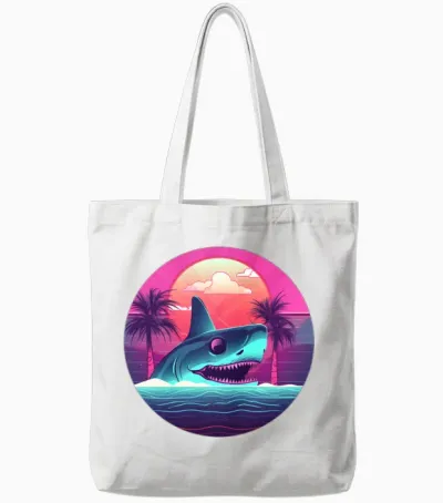 Shark Lovers Retro Style Tote Bags - White