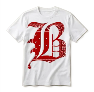 Capital B Red Bandana Blood Piru Gangster Brim Unisex T-Shirt - White