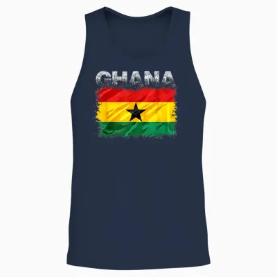 Ghana Flag T-Shirt, Black, S Unisex Tank Top - Navy
