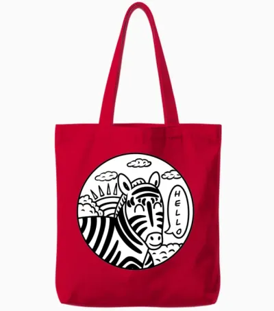 Funny Cartoon Zebra Tote Bags - Red