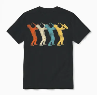 Saxophone Retro Vintage Unisex T-Shirt - Black