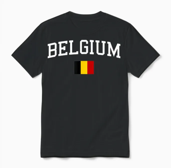 Belgian Flag Men Women Children Belgium Unisex T-Shirt in Black
