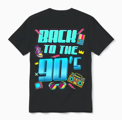 90er Jahre Outfit Damen Herren Back to the 90s Retro Party Unisex T-Shirt - Black