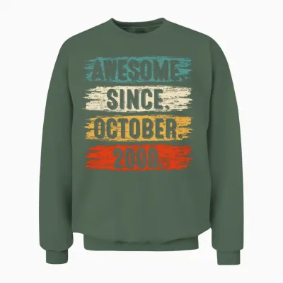 22 Years Old Gifts Awesome Since October 2000 22nd Unisex Sweatshirt - Military Green
