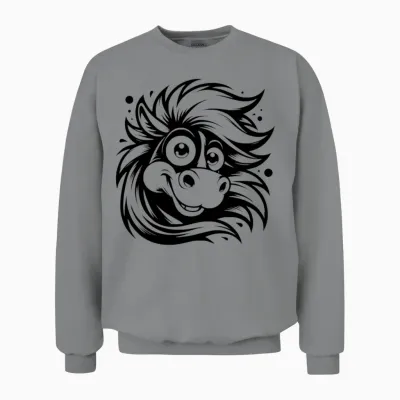 Funny Horse with Funny Eyes Unisex Sweatshirt - Sport Grey