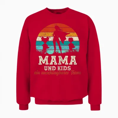 Team Mama Kids Kinder Superheld Muttertag Stolze Super Mama Unisex Sweatshirt - Red