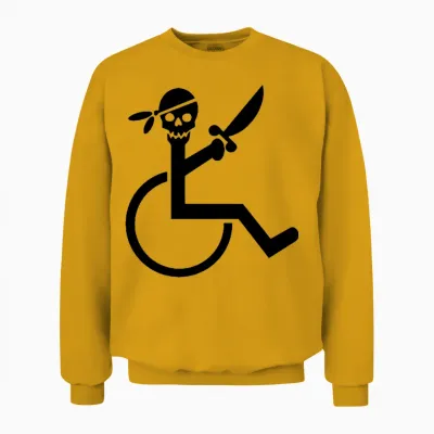 Pirate in a Wheelchair with a Sword, Disability * Unisex Sweatshirt - Gold