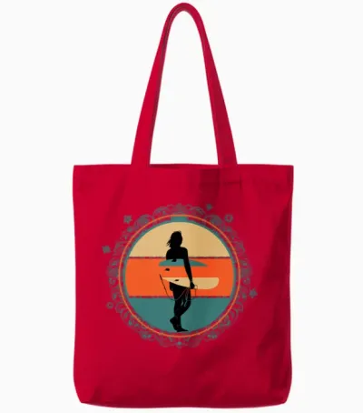 Vintage Female Surfer Gift Tote Bags - Red