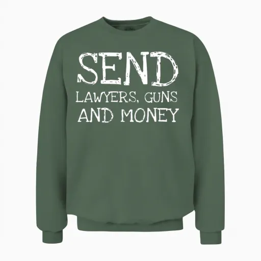 Warren Zevon Send Lawyers Guns and Money Music Unisex Sweatshirt in Military Green