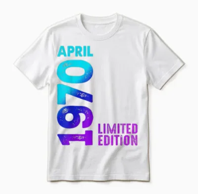 April 1970 Year 1970 Retro 1970 Limited Edition Vintage T-Shirt, Black, S Unisex T-Shirt - White