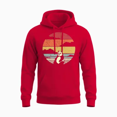 Panda Retro Bear Unisex Hoodie - Red