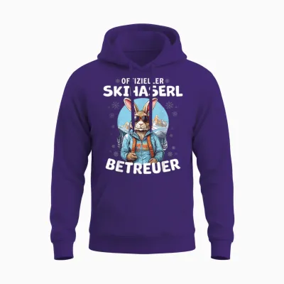 Official Skihaserl Caregiver Apres Ski Skier T-Shirt, Black Unisex Hoodie - Purple