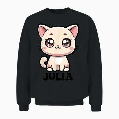 Julia Motif Chat Mignon Pour Fille Nom Julia Unisex Sweatshirt - Black