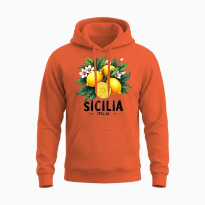 Sicilia Italia Sizilien Italien Frische Italienische Zitronen Sizilianisch Unisex Hoodie - Orange