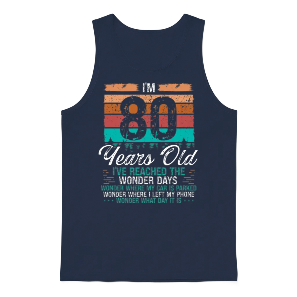 80th Birthday Idea Birthdays Retro 80 Years Old Unisex Tank Top - Navy