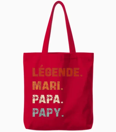 Légende Mari Papa Papy Idée-Cadeau Humour Homme Grand-Père Tote Bags - Red