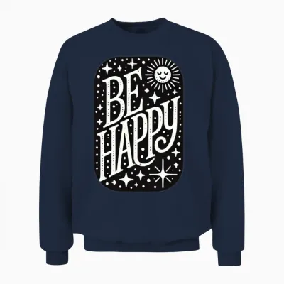 Be Happy Unisex Sweatshirt - Navy