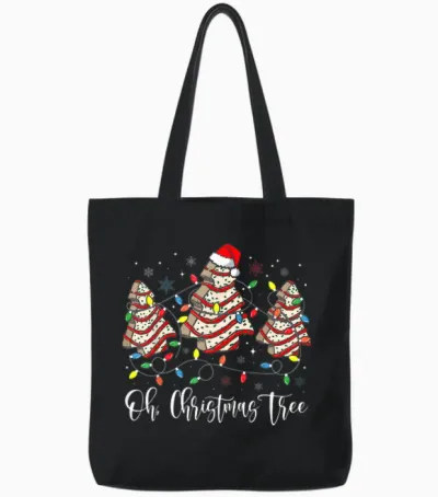 Oh Christmas Tree Cakes Debbie Becky Jen Cake Lovers Xmas Tote Bags - Black