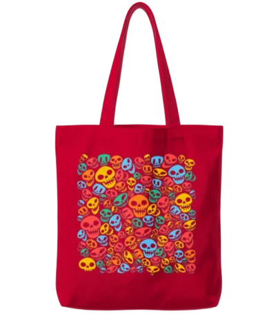 Smiling Funny Skulls Tote Bags - Red