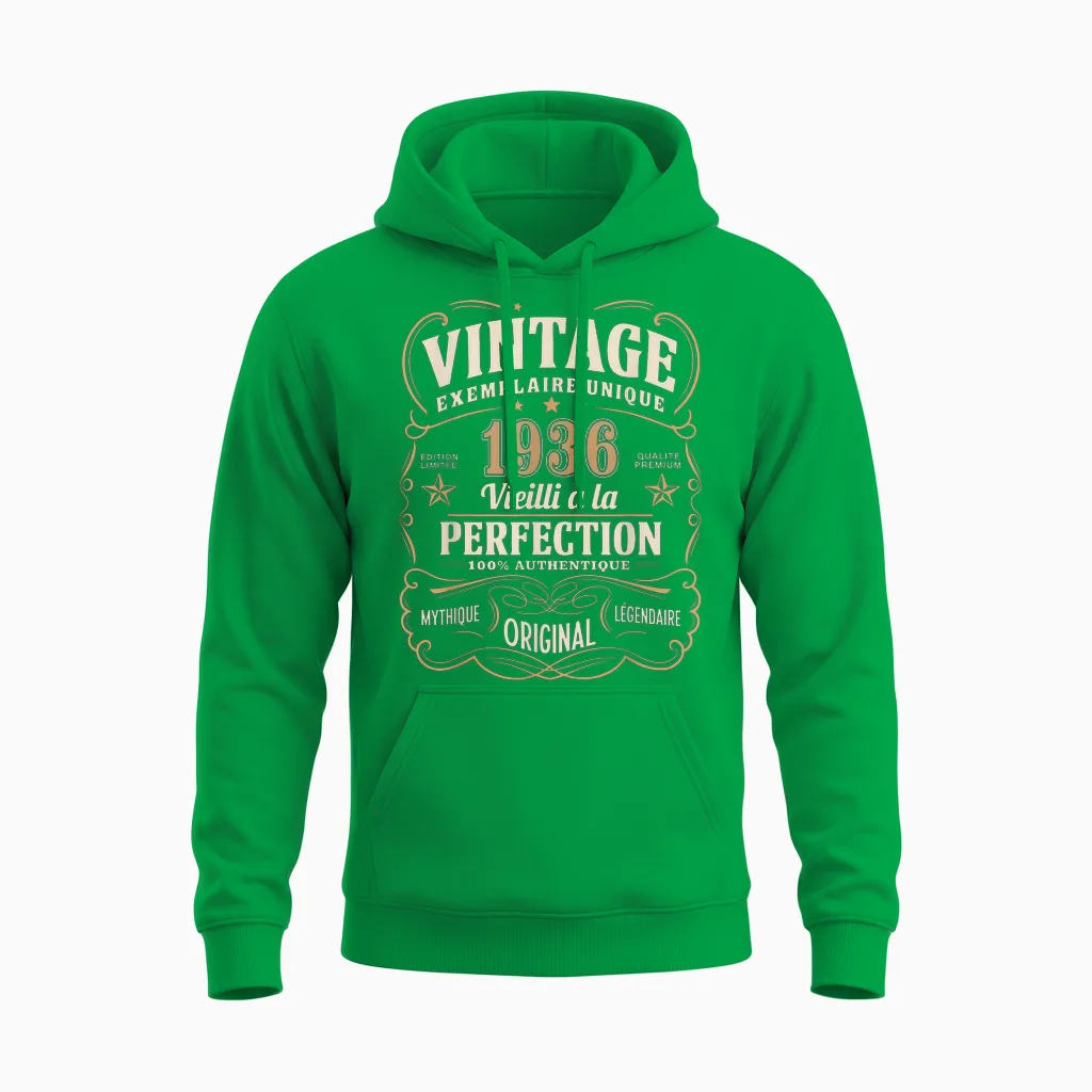 89 Years Man 1936 Birthday T Shirt 89 Years Man 1936 T-Shirt, Black, S Unisex Hoodie in Irish Green
