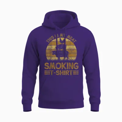 Funny This Is My Meat Smoking T-Shirt Bbq Dad Barbeque Gift Unisex Hoodie - Purple
