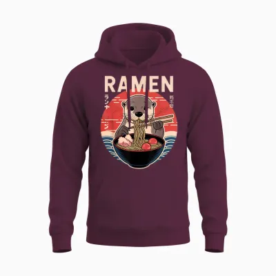 Otter Ramen Japanese Noodles Kawaii Anime Otter T-Shirt, Black, S Unisex Hoodie - Maroon