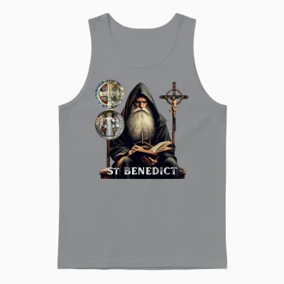 Most Searched St Benedict T-Shirt with Medal Unisex Tank Top - Sport Grey
