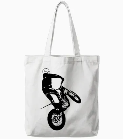 Motorcycle Trial Tote Bags - White