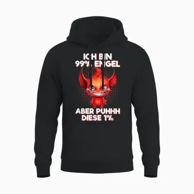 Ich Bin 99% Engel Aber Puhhh Diese 1% Kleines Teufelchen Unisex Hoodie - Black
