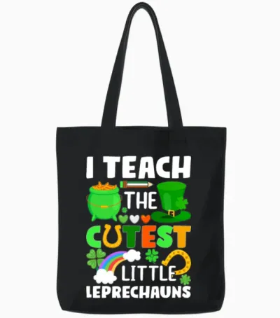 St. Patricks Day Teacher Cutest Little Leprechauns Tote Bags - Black