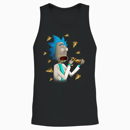 Rick and Morty Shirt Rick Loves Pizza Unisex Tank Top - Black