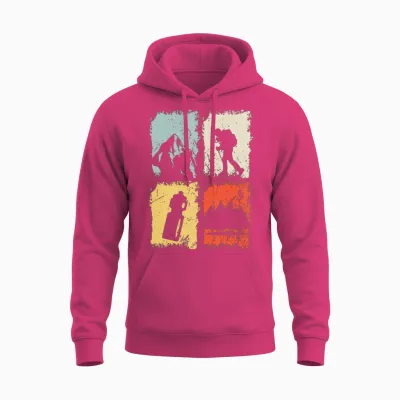 Hiking Retro Unisex Hoodie - Heliconia