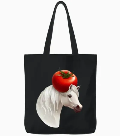 Tomato Head Horse Tote Bags - Black