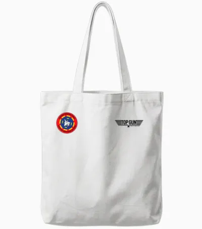 Top Gun Us Navy Fighter Weapons School T-Shirt Badge Tote Bags - White