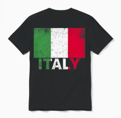 Italy Flag Vintage Italian Nationality Origin Trav Unisex T-Shirt - Black