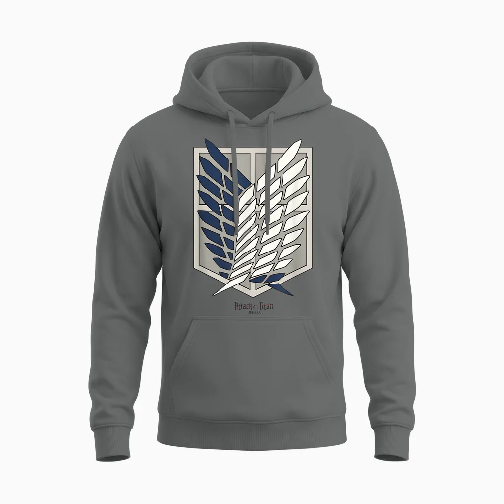 Attack on Titan Scout Regiment Shield Aot Anime Unisex Hoodie in Graphite Heather