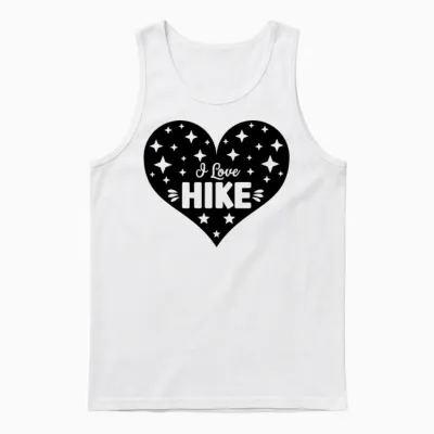 I Love Hike Funny Gift Unisex Tank Top - White