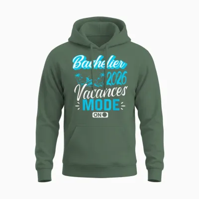 Baccalauréat 2026 Cadeau Réussite Bac Vacances Surf Océan Unisex Hoodie - Military Green