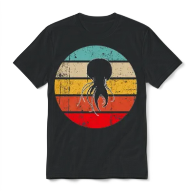 Jellyfish Retro Unisex T-Shirt - Black