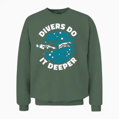 Divers to It Deeper Underwater Technical Scuba Unisex Sweatshirt - Military Green