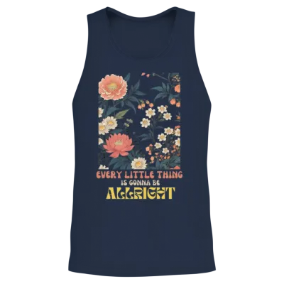 Boho Floral Vintage Everything Gonna Be Alright Unisex Tank Top - Navy