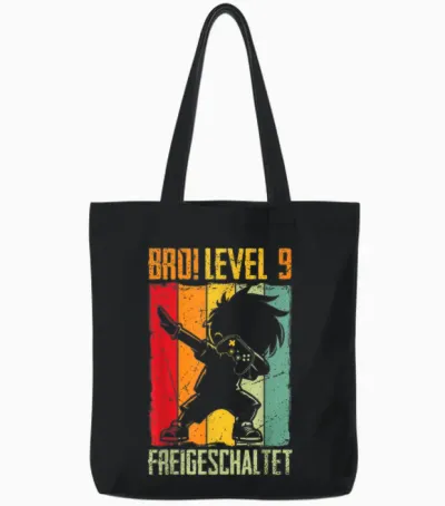 Bro! Level 9 Freigeschaltet 9.geburtstag Video Gamer Junge Tote Bags - Black